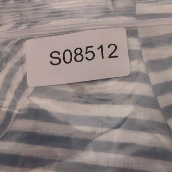 LC Lauren Conrad Womens Shirt Blue White Striped Cold Shoulder Long Sleeve Small - Picture 11 of 11